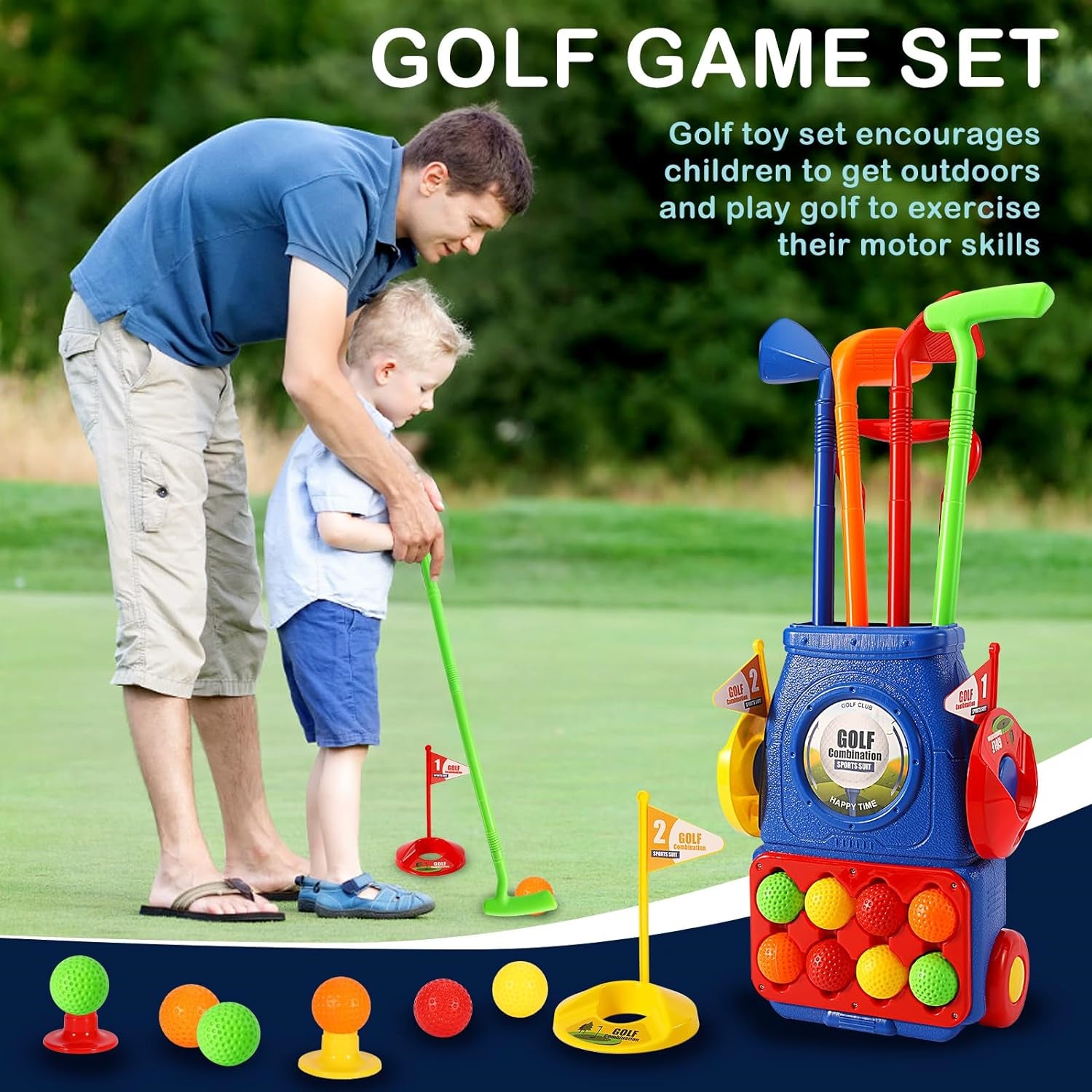 AOLEVA Indoor and Outdoor Toddler Golf Set Toys for Kids 3+ Years Old