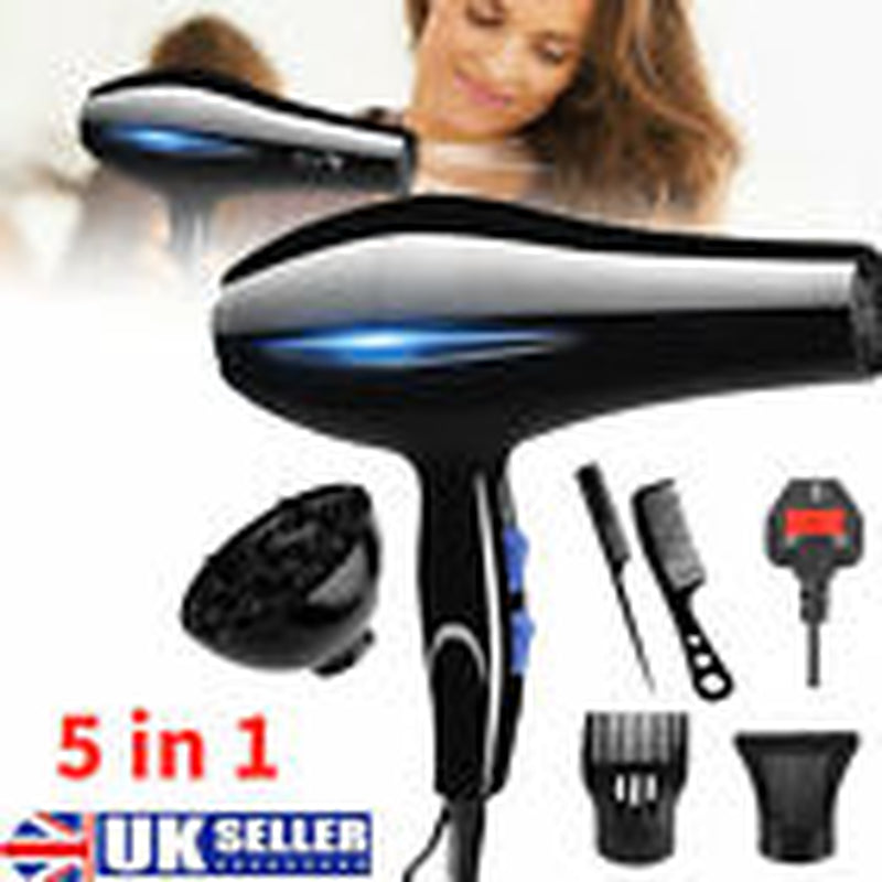 5 in 1 Professional Style 2000W Hair Dryer with Diffuser & Nozzle Salon Styler