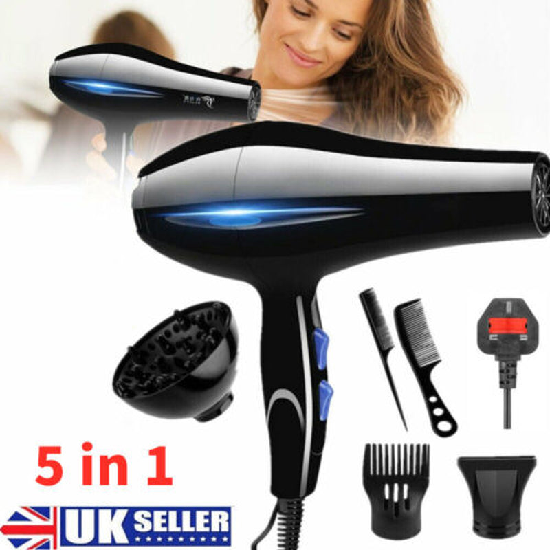 5 in 1 Professional Style 2000W Hair Dryer with Diffuser & Nozzle Salon Styler