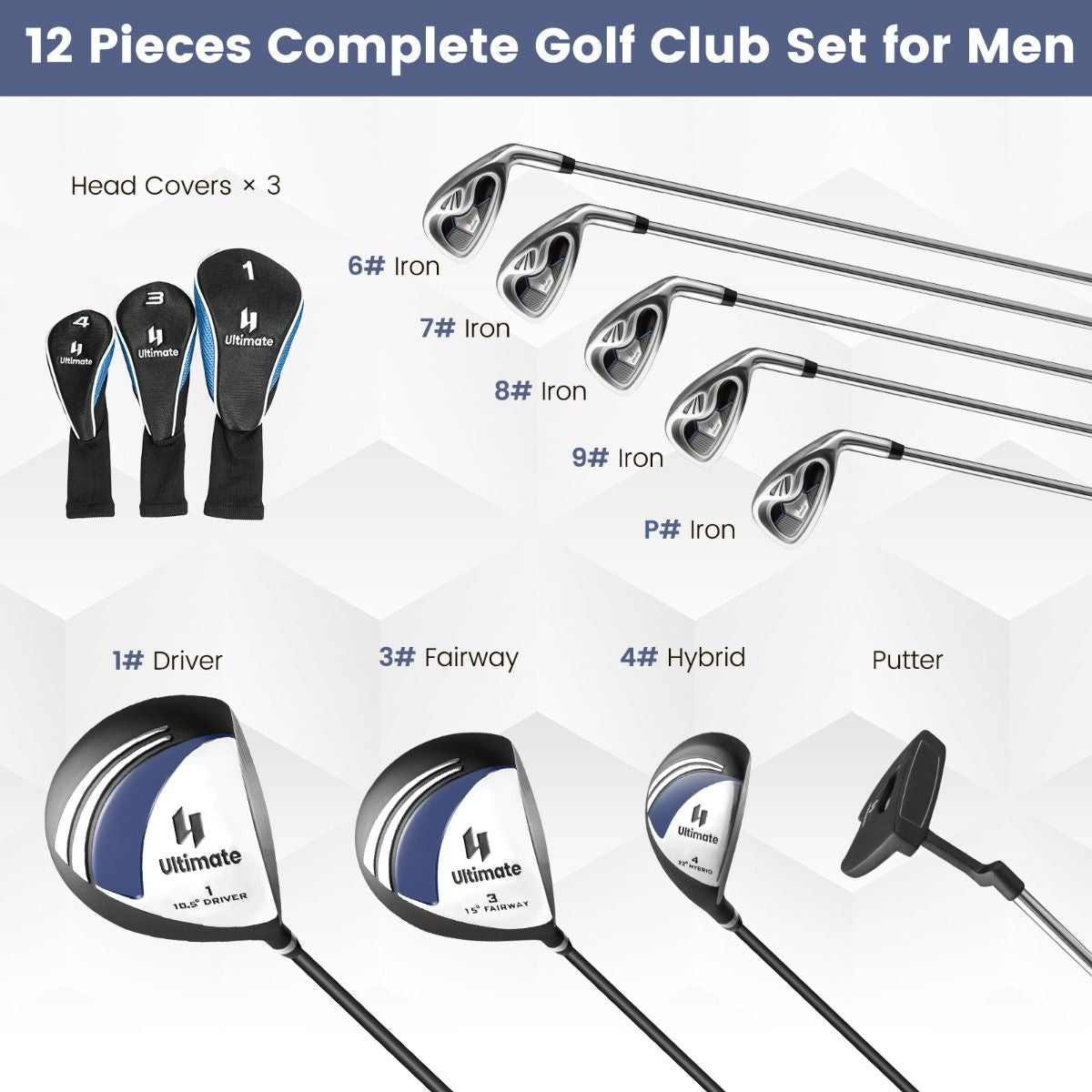 9 Pieces Complete Golf Club Set